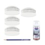 Pyrexx Rauchmelder Set: 4 Rauchmelder mit Magnethalterung, Prüfspray und Bleistift