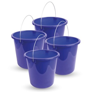 4er-Pack ProHome Eimer, dunkelblau, 10 Liter, mit Metallbügel. Reinigungseimer für Haushalt und Garten.