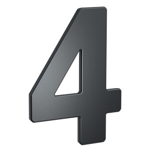 Hausnummer 4 von Basi, Stahl Anthrazit, zur Montage an der Hauswand