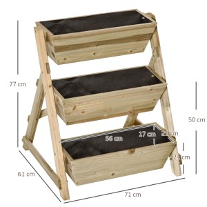 Outsunny Garten-Bett Blumentreppe aus Tannenholz mit drei Pflanzkästen.
