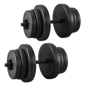 ArtSport Kurzhantelset 40 kg, 2er Set Hanteln mit Gewichtsscheiben in Schwarz.