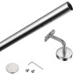 AICA Handlauf Komplettset Edelstahl, 220 cm, silber, mit Halterungen und Montagematerial.