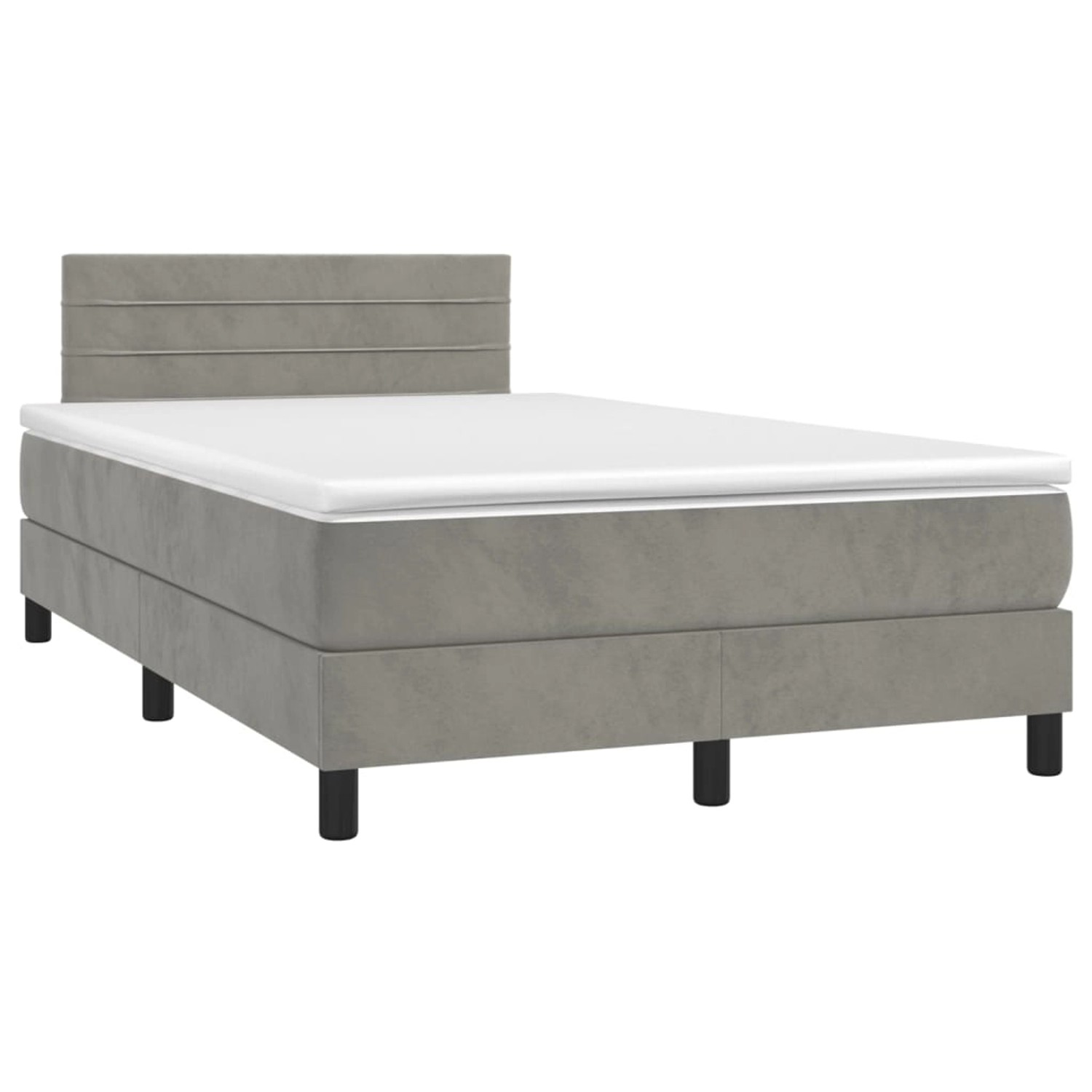 vidaXL Boxspringbett mit Matratze & LED Hellgrau 120x200 cm Samt 3134453 günstig online kaufen