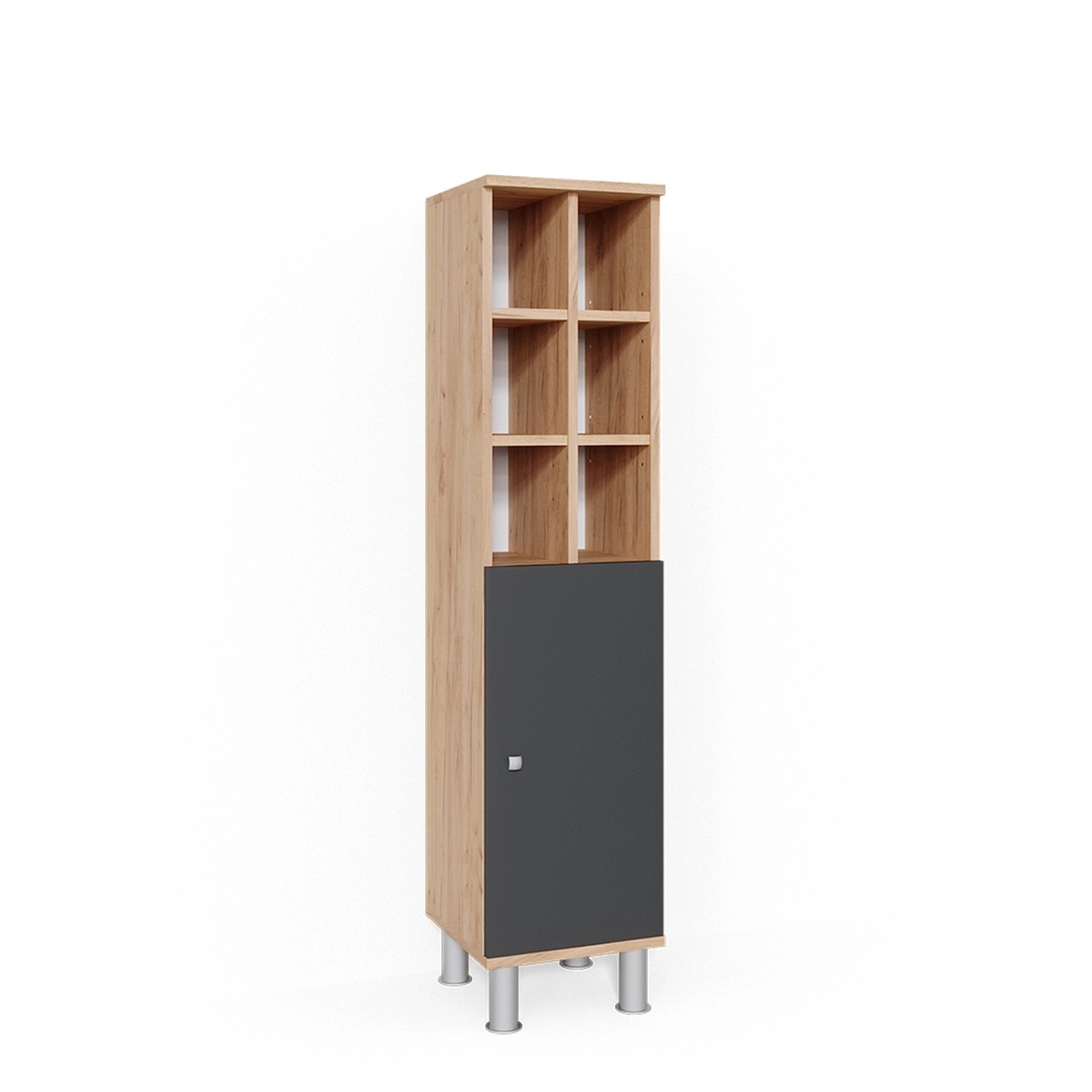 Vicco Midischrank Fynn Anthrazit/Goldkraft Eiche 30 x 131 cm Große Tür