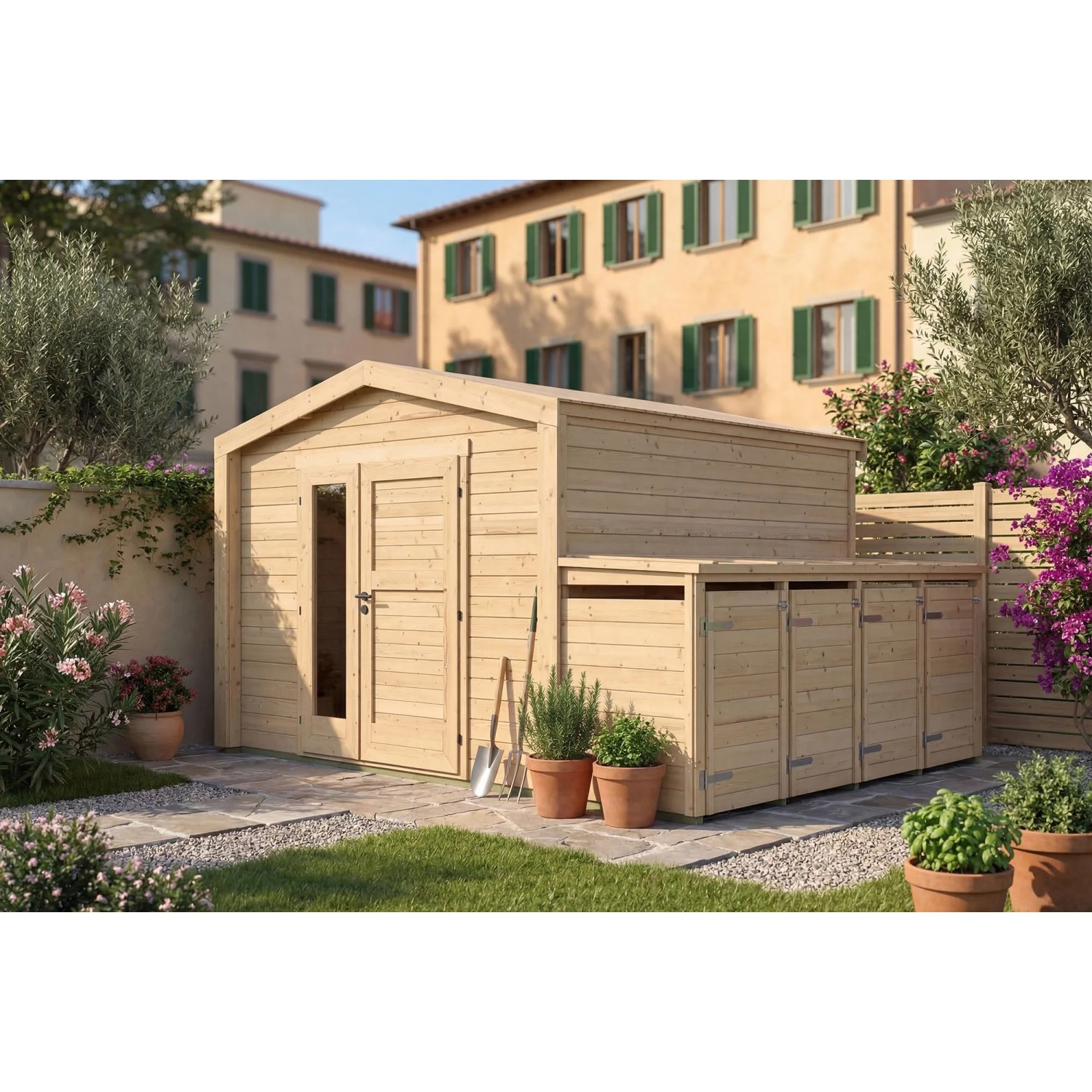 Weka Holz-Gartenhaus Killarney Satteldach Natur Unbehandelt 401 cm x 311 cm