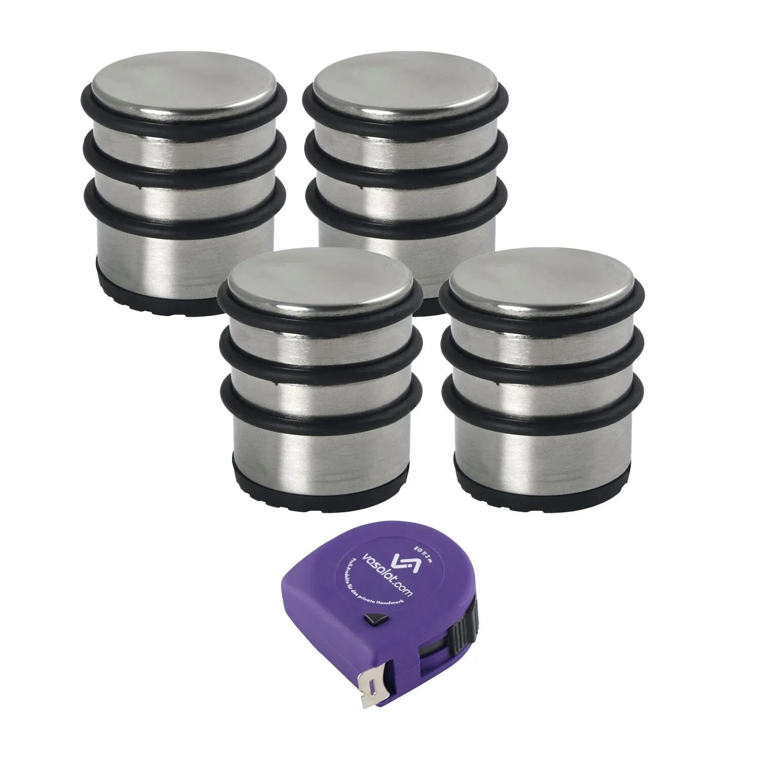 vasalat Set Türstopper schwer Ø 65 mm H 75 mm Edelstahl Poliert 1,5 kg 4 Stück
