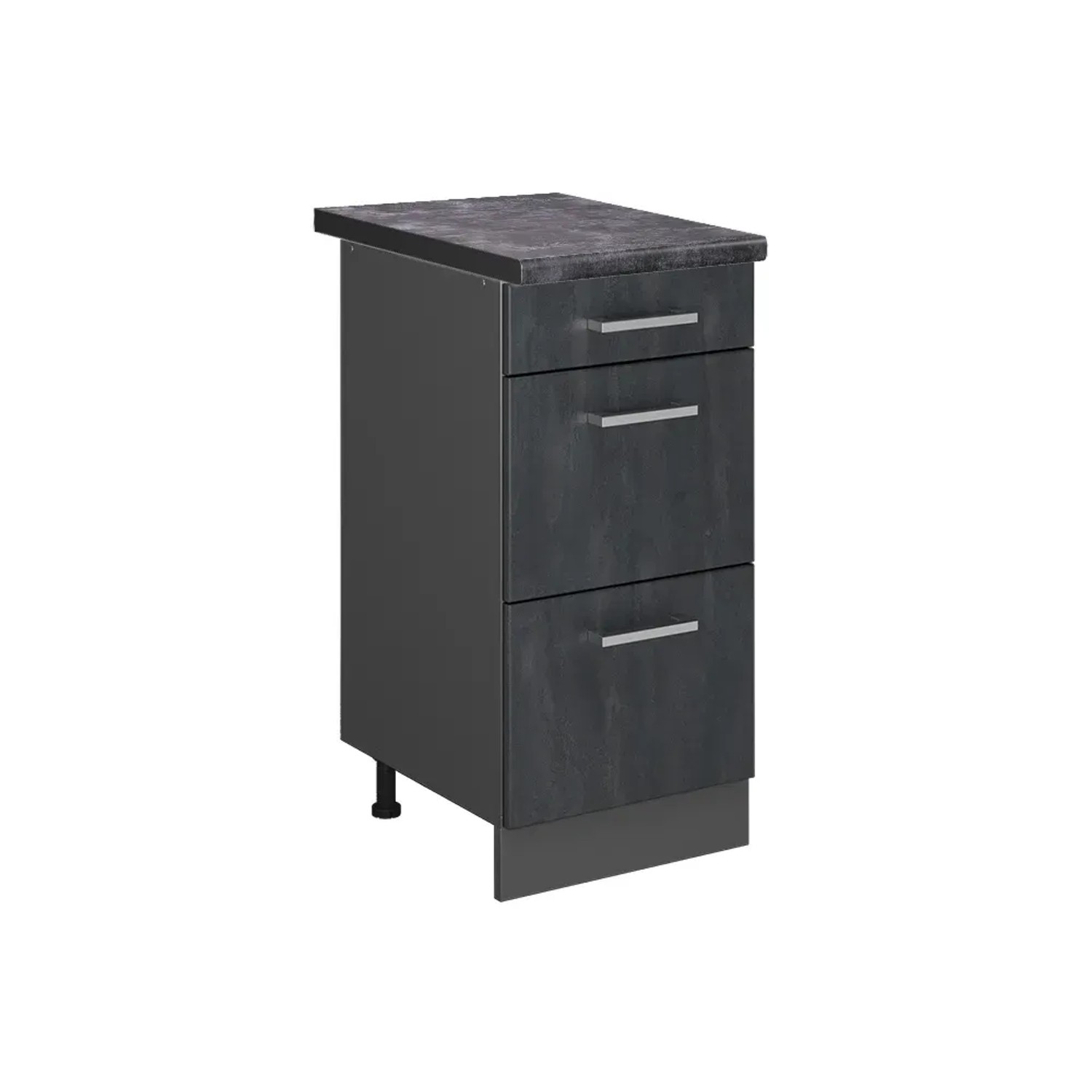 Vicco Küchenunterschrank R-Line Schubladenschrank für die Küche Schwarz Beton 40 cm AP Anthrazit mit Anthrazit Korpus