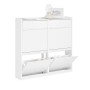 SoBuy Schuhschrank mit 4 Klappen Schuhkommode Schmal Schuhregal Weiß 98x95x19cm FSR169-W