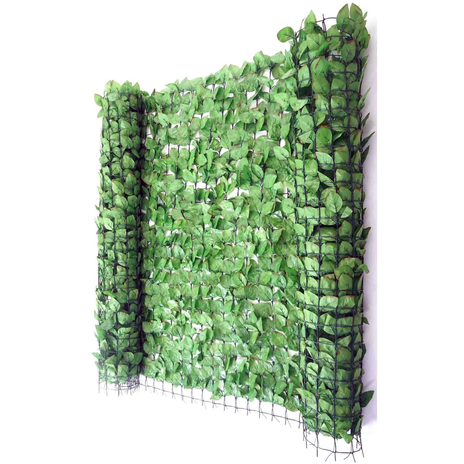 MCW Balkonsichtschutz Buche, 300x150cm, hellgrüne Blätter auf flexiblem Gitter.