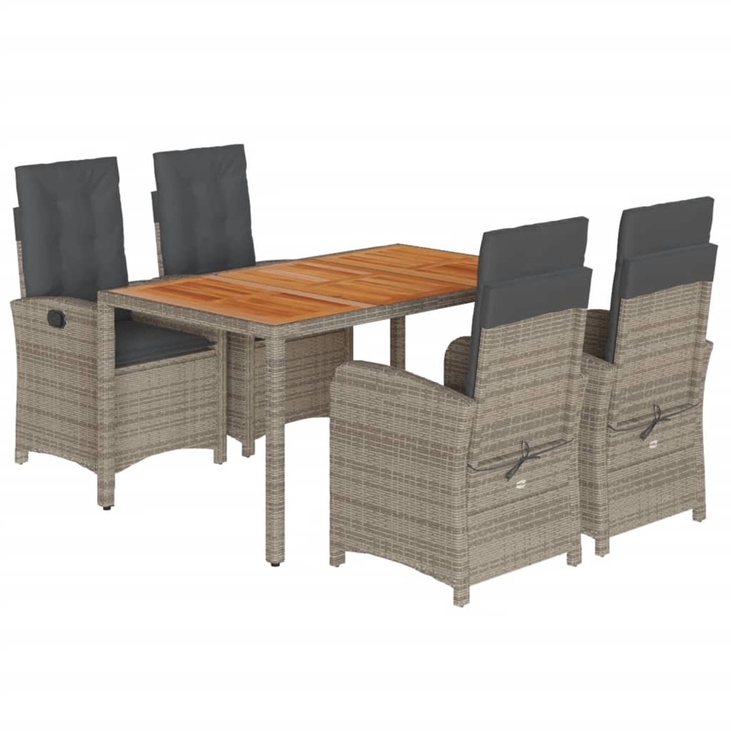 vidaXL 5-Tlg Garten-Essgruppe mit Kissen Grau Poly Rattan 3212242 günstig online kaufen