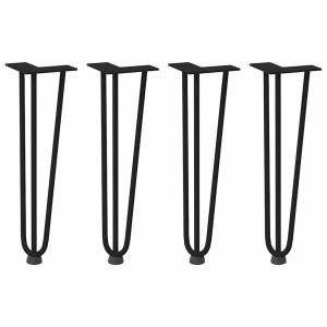 4er Set schwarze vidaXL Haarnadelbeine (42cm) aus Stahl für Couchtische.