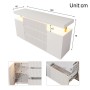 Weißes Merax Sideboard mit LED-Beleuchtung, 150 cm breit, Riffelfront, Schubladen und Schränken. Wohnzimmerschrank.