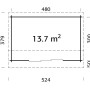 Grundriss Palmako Gartenhaus Ines Slide Plus, 480x300 cm, Fläche 13,7 m².