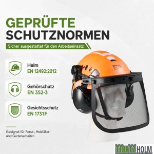 TRUTZHOLM Forsthelm mit Visier und Gehörschutz Schutzhelm Orange