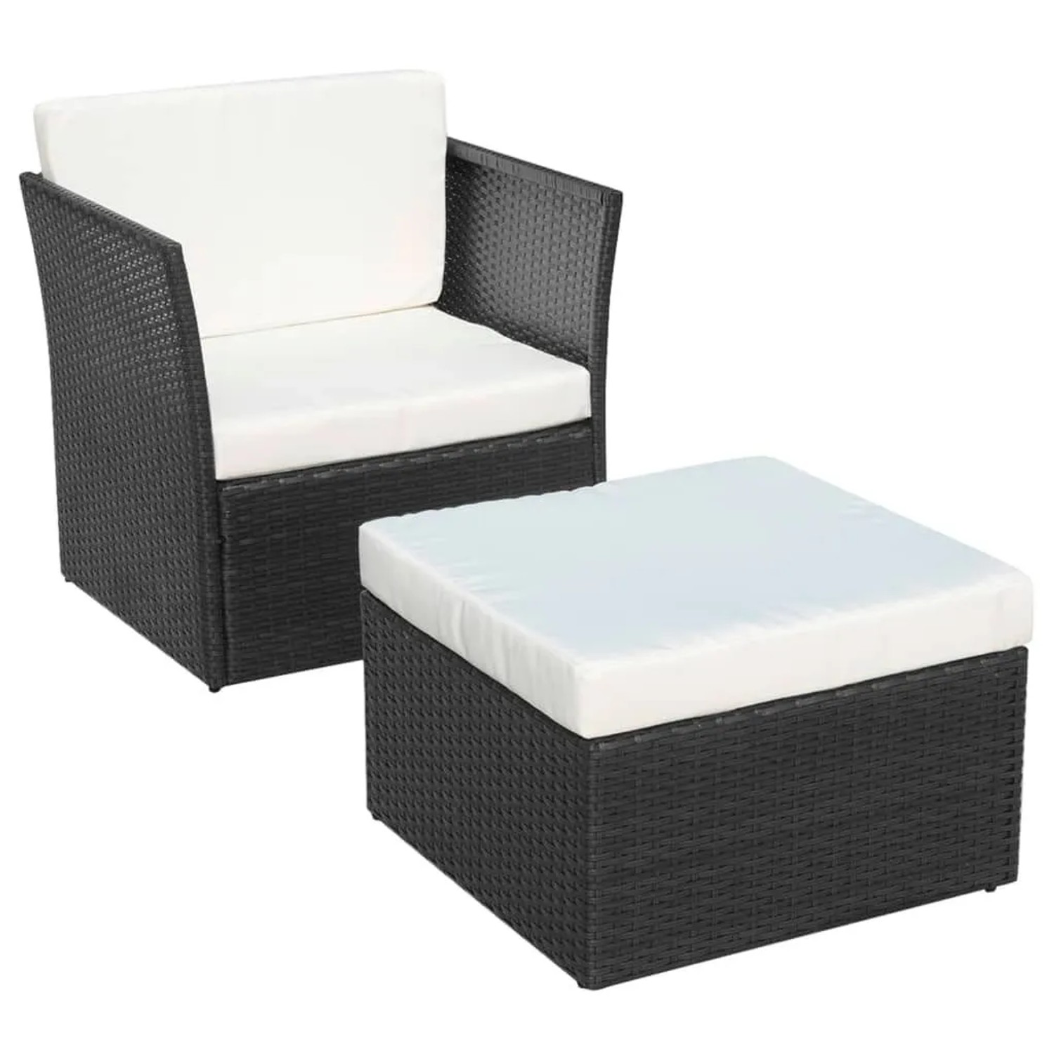Furnicato Gartensessel Mit Fußhocker Poly Rattan Schwarz