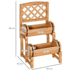 Outsunny Blumenkasten aus Tannenholz mit Rankgitter, 80cm hoch. Ideal für Garten und Balkon.