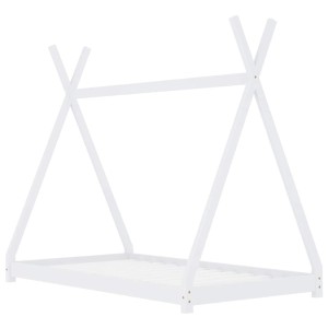 Weißes Kinderbettgestell im Tipi-Design aus Kiefernholz, 80x160 cm.