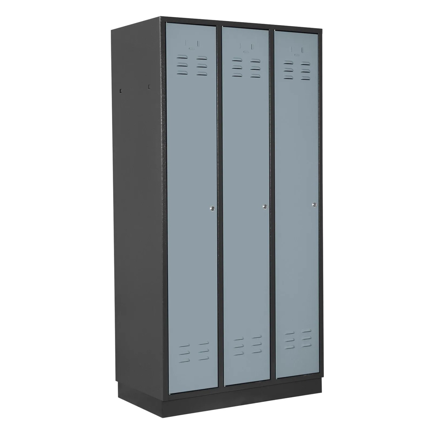 PROREGAL Garderobenschrank Ermine Mit 3 Türen HxBxT 178x89x50cm Anthrazitgrau/Silbergrau