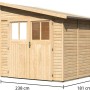 Karibu Holz-Gartenhaus Timsund, naturbelassen mit Pultdach, 235x178 cm. Unbehandeltes Holz.
