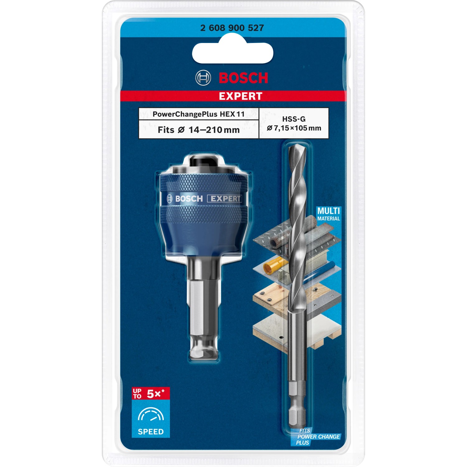 Bosch Expert Power Change Plus Adapter 11 mm HSS-G-Bohrer 7,15 x 105 mm 2-tlg.