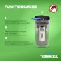Thermacell Mückenabwehr Protect Gerät, Funktionsweise mit Gaskartusche und Wirkstoffplättchen.