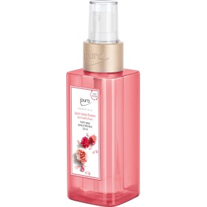 ipuro Raumspray Essantials Lovely Flowers, 120ml, rosa Flasche mit Blumenetikett.