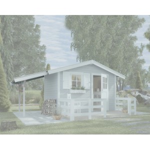 WEKA Schleppdach, weiß, 86x200 cm, am Gartenhaus montiert. Ideal für zusätzlichen Stauraum im Garten.