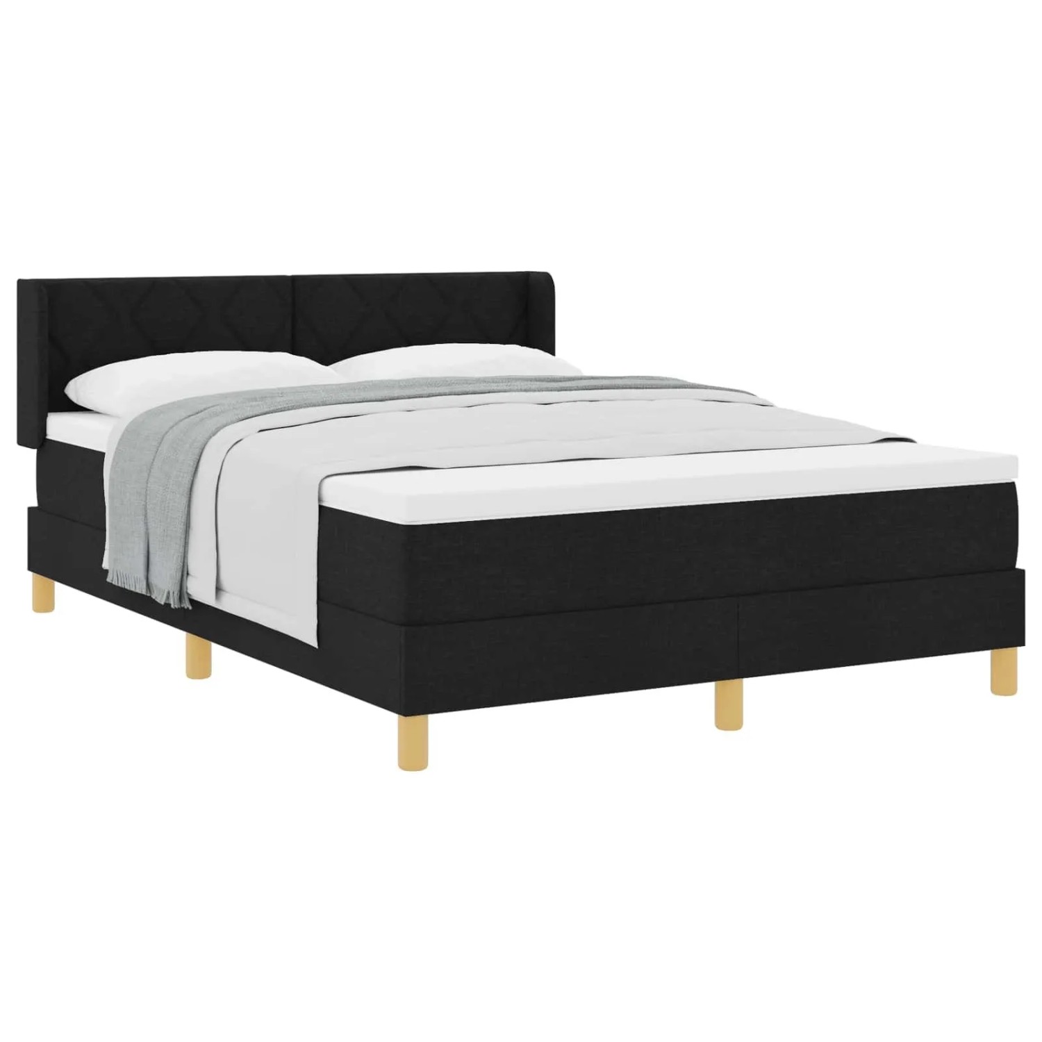 vidaXL Boxspringbett mit Matratze Schwarz 200 x 160 cm Polyester 3341365