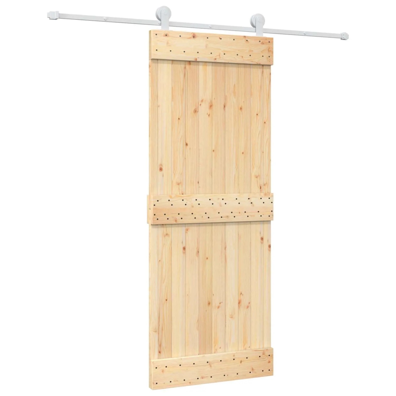 vidaXL Schiebetür Natur und Weiß 80 x 210 cm Massivkiefer 3445027