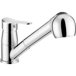 Einhebel-Küchenarmatur Bolzano Chrom mit Geschirrbrause, schwenkbar für Spültisch.