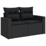 Schwarze 2-Sitzer Garten-Sofagarnitur aus Rattan mit Kissen von vidaXL.