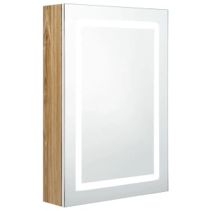 vidaXL LED-Spiegelschrank fürs Bad Weiß und Eichen-Optik 50x13x70 cm 326493