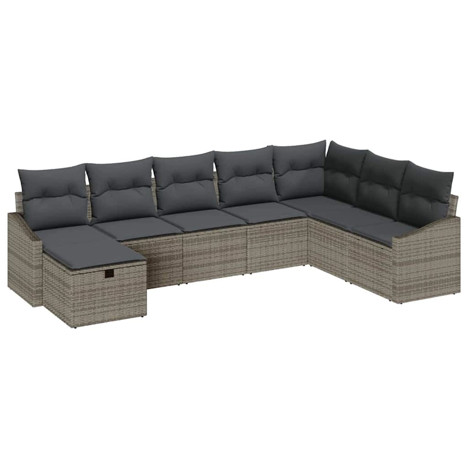 vidaXL Garten-Sofa-Set mit Kissen 8-Tlg Grau Poly Rattan 3359328 günstig online kaufen
