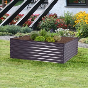 Floraworld Pflanzkasten Welle, anthrazit, 150x60x60 cm, aus Stahlblech, befüllt mit Erde und Pflanzen.