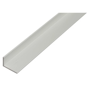 Silbernes, ungleichschenkliges Winkelprofil aus Aluminium, 10x15x2000 mm.