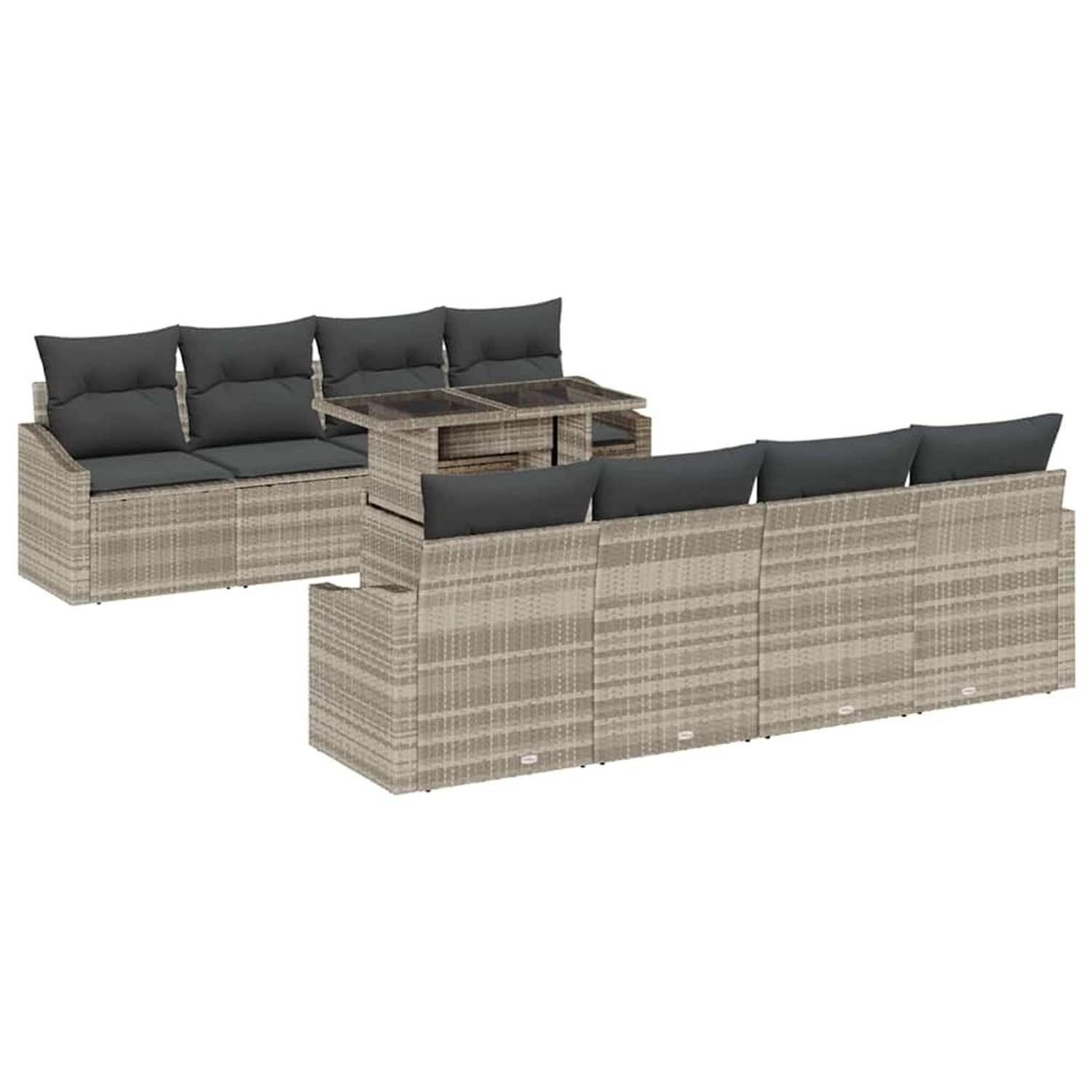 vidaXL Garten-Sofa-Set mit Speicher 9-Tlg Hellgrau Poly Rattan 3357705 günstig online kaufen
