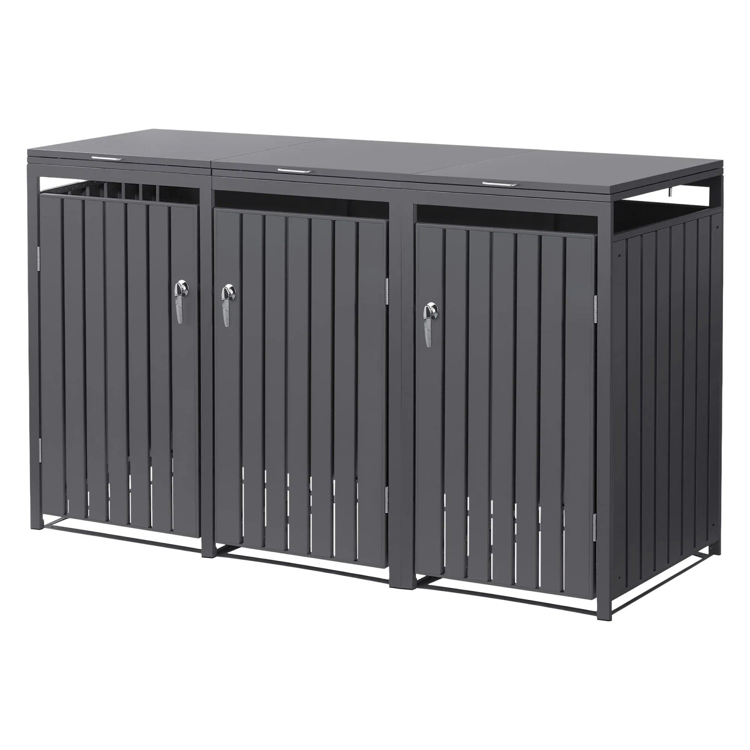 Ml-Design Mülltonnenbox 3er 240L 132x80x120 cm Anthrazit Stahl