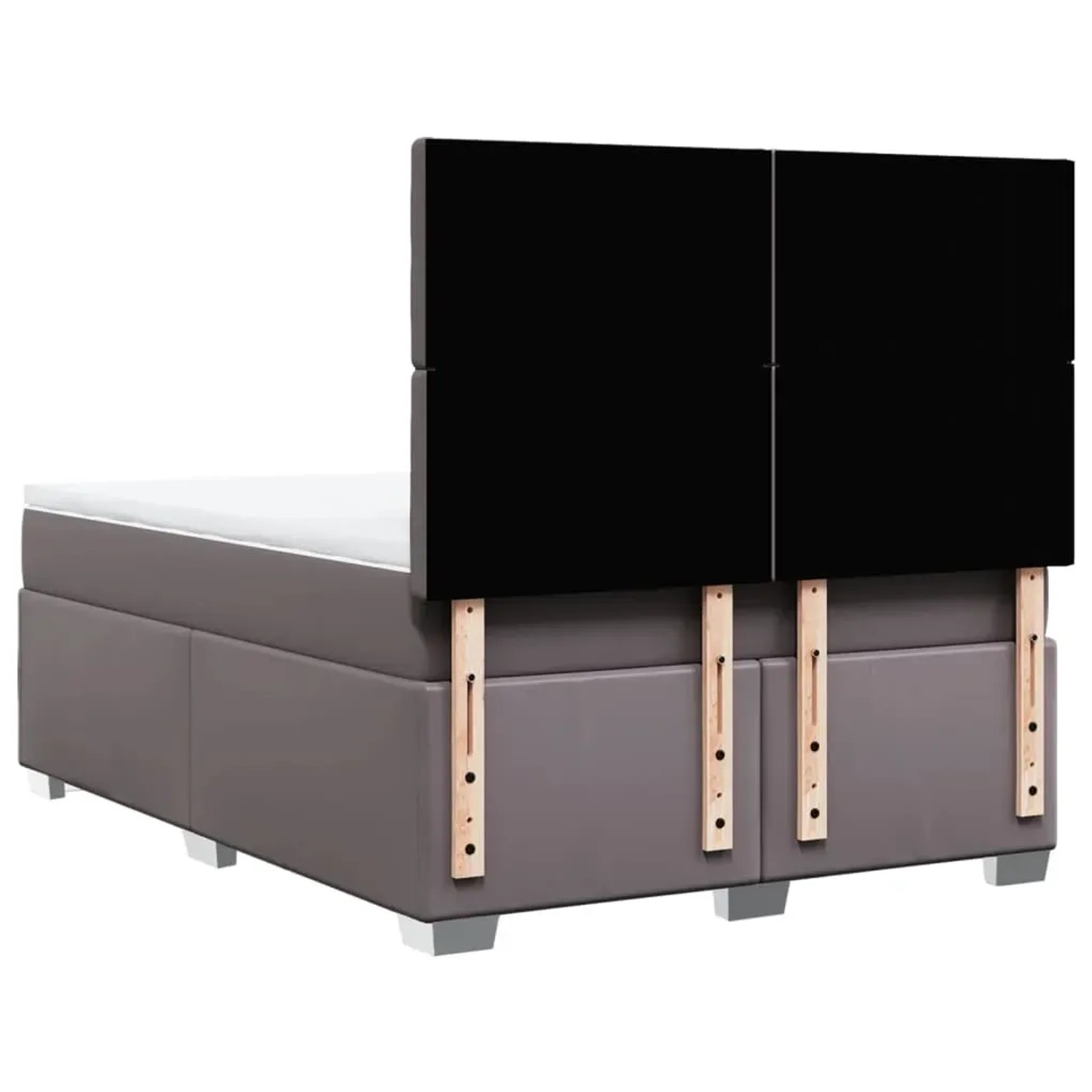Graues vidaXL Boxspringbett 140x200 cm mit Kunstleder und Matratze.