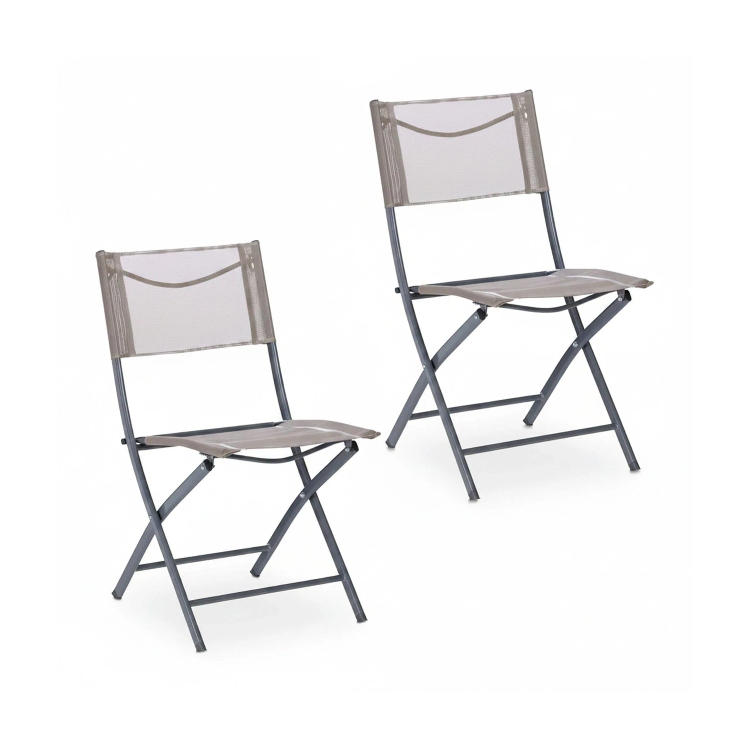 Relaxdays Gartenstuhl 2er Set Stahl Polyester Braun Klappbar 85 cm x 47 cm x 60 cm 3,3 kg