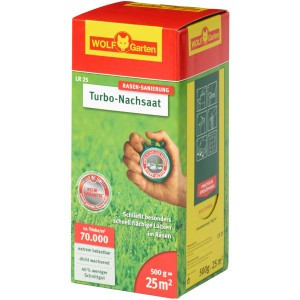Wolf-Garten Turbo-Nachsaat LR 25, 500g Packung für Rasenreparatur und Nachsaat.