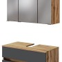 Held Möbel Badmöbel-Set Bari, 60 cm, matt Grau/Wotaneiche, mit Spiegelschrank und Unterschrank.