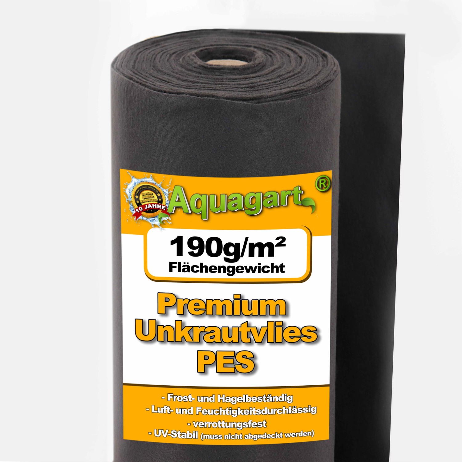 Aquagart 50m² Unkrautvlies Gartenvlies Mulchvlies Bodengewebe 190g 1m Breit PES