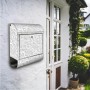 Banjado Edelstahl Briefkasten mit Zeitungsfach und weißem Swirl-Motiv, rostfrei.