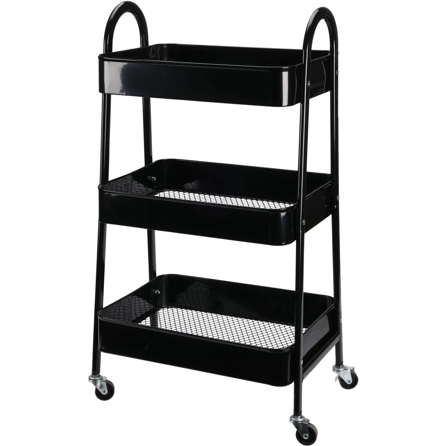 Küchenwagen Eisen 3 Ebenen 44 cm x 31,5 cm x 79,5 cm Schwarz