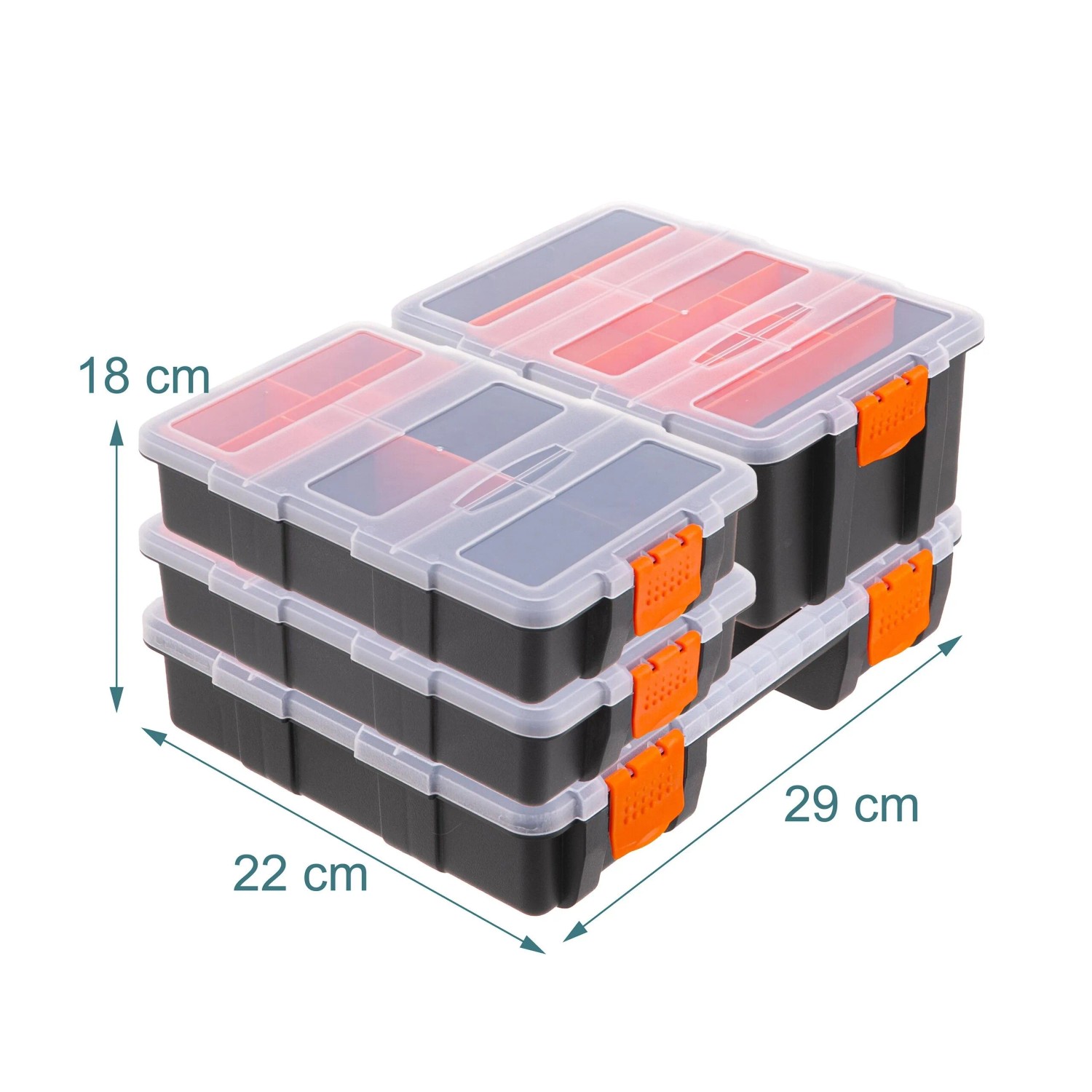 Relaxdays Sortierbox 4er Set Kunststoff Schwarz Flexibel 18 cm x 29 cm x 22 cm_4