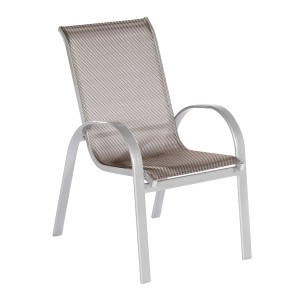 Merxx Amalfi Stapelsessel 2er-Set, diamantbraun, mit Textilbespannung und Aluminiumgestell.