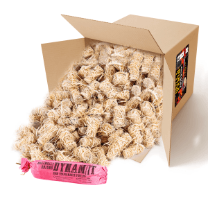 Flammingo Holzwolle Anzünder, 10kg Karton mit ca. 800 Stück + Anzünddynamit. Ideal für Grill & Kamin.