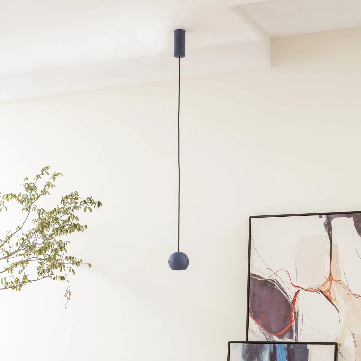 Moderne, blaue LED-Pendelleuchte Plarion von Lucande aus Aluminium für Wohnräume.