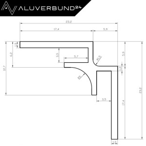 Aluverbund24 300cm Inneneckprofil für Alu Verbundplatte Silber E6Ev1