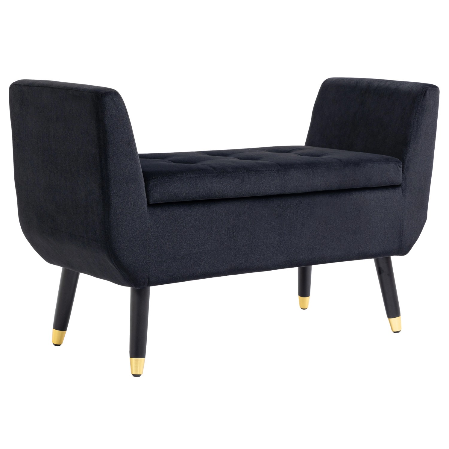 HOMCOM Luxus Sitzbank mit Stauraum Polyester Gummiholz Schwarz 107 x 42 x 65 cm